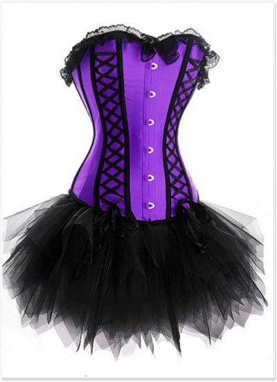 Purple fashion overbust corset skirt suits Free shipping - qm2106purple