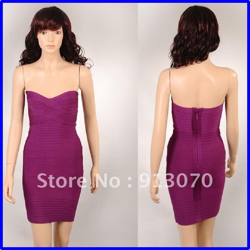 Purple Free Shipping Wholesale/Retail Sexy Sheath Sweetheart Bandage Fashion Mini Evening Celebrity Dress A-0724
