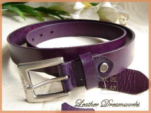 Purple genuine leather brief version women's strap genuine leather strap fashion women belt pin buckle