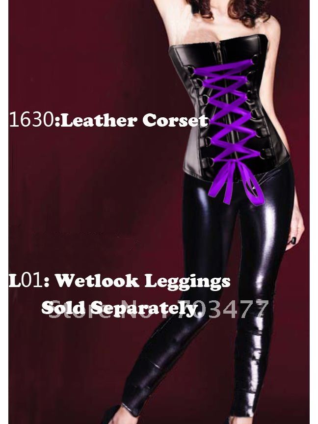 Purple lace-up front for cinching strapless front zipper corset overbust corset 2012 wholesale and retailer high quality corset