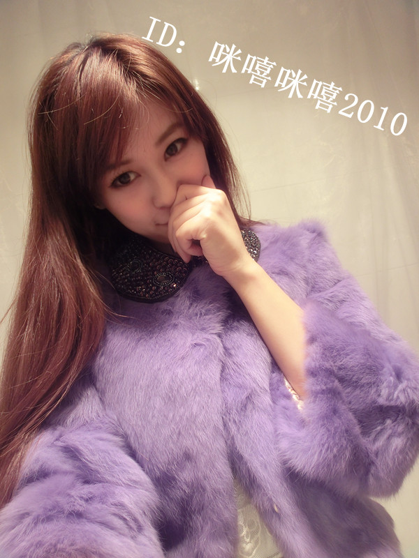 Purple rabbit fur coat short design 9 110
