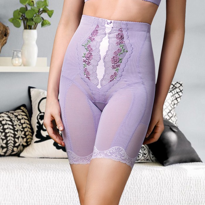 Purple slim waist butt-lifting breathable short plastic pants