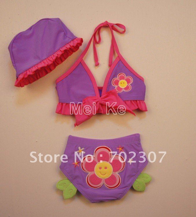 Purple sunflower S-M-L(1:2:2)/Baby girls lovely Swimsuit/Children Swimwear. Kid Beachwear child swimwear/LS-010