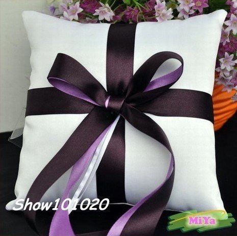 Purple Wedding White color Ring PIllow Cushion 20cmX20cm Free Shipping