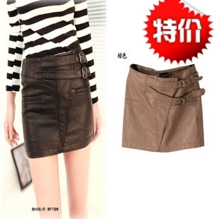 Q-0716 magnesium 2012 spring and autumn female PU double breasted all-match bag bust skirt short skirt leather skirt
