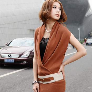 Q autumn and winter V-neck slim hip sweater one-piece dress