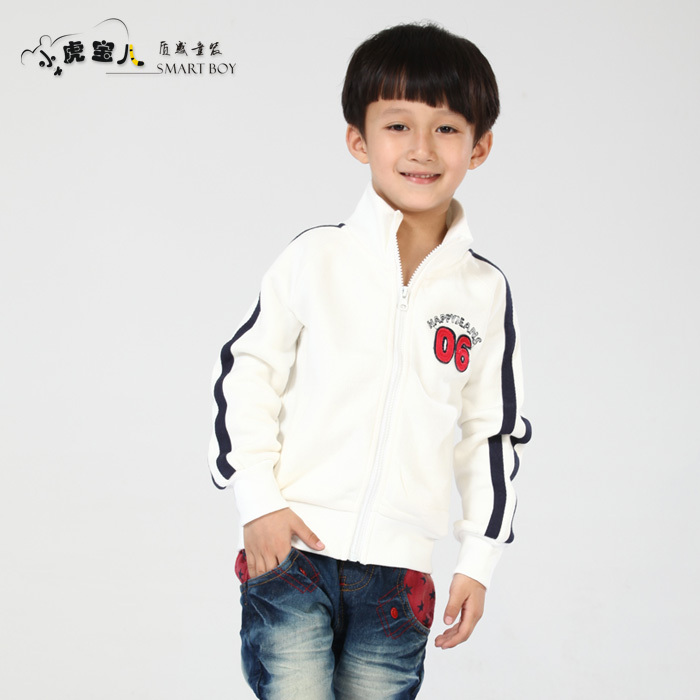 Q clothing applique thickening sweatshirt male child cardigan spring 2013