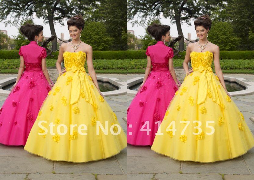 Q040 Modern Organza Quinceanera Dresses With Jacket Flowers Bow Ball Gown Ankle Length Custom Made
