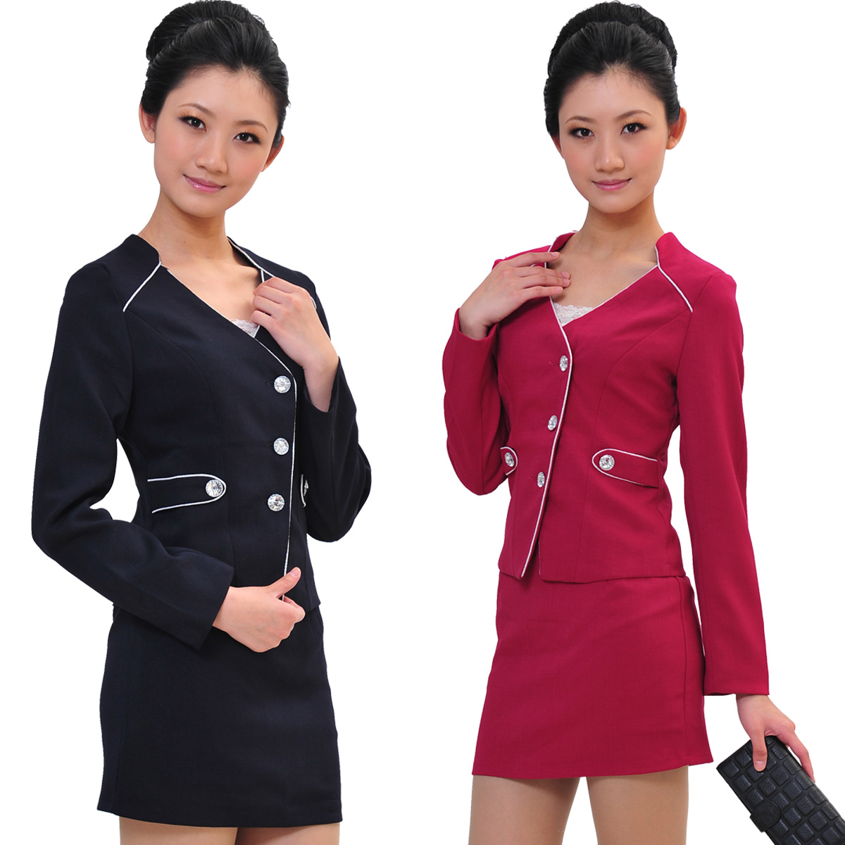 Q14 work wear autumn and winter female front desk stewardess uniforms professional set ktv long-sleeve uniform