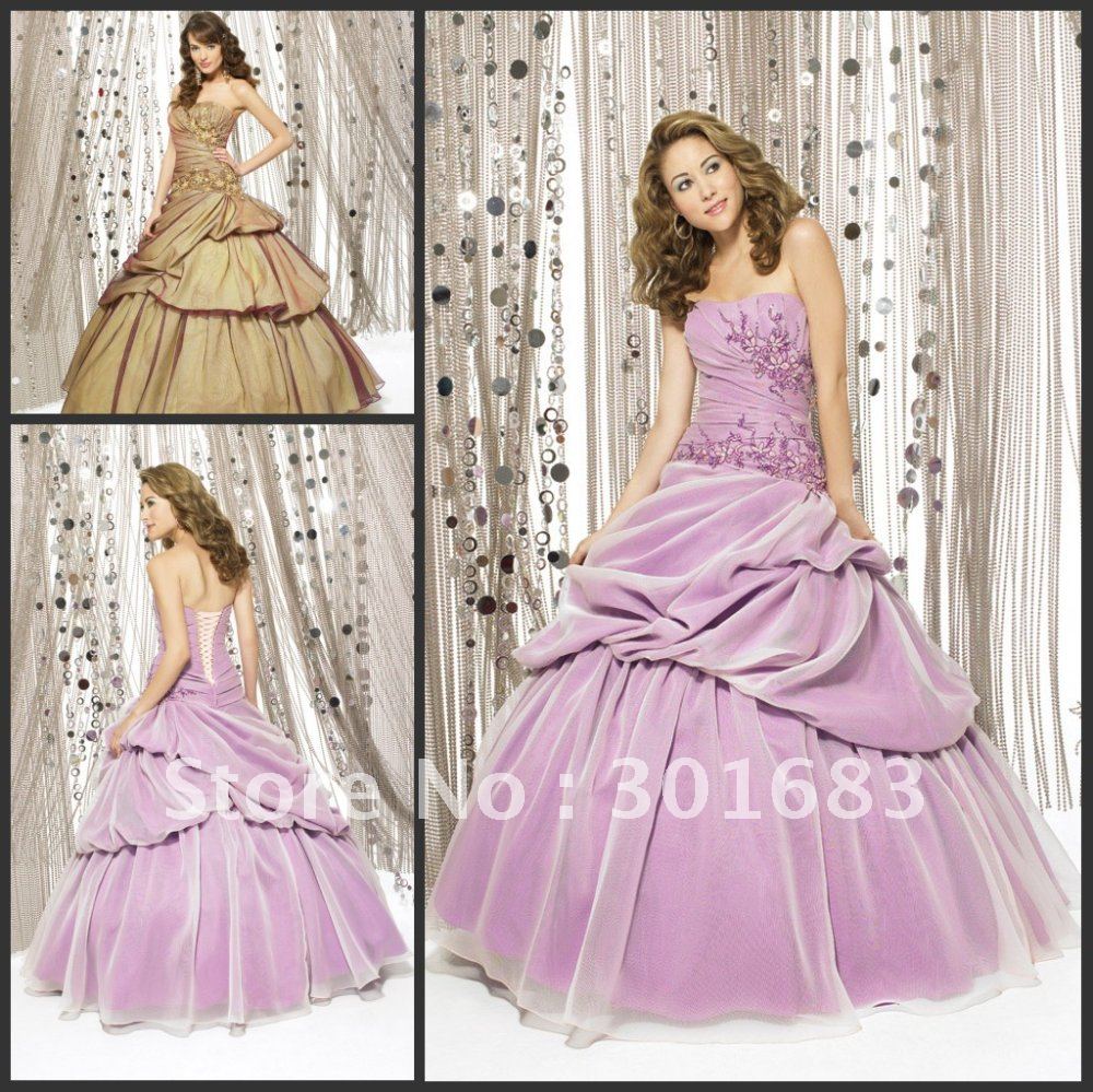 Q207  Best Selling 100% Tailor-made Strapless Appliqued And Beaded Ball Gown Wholesale Tulle Quinceanera Dress
