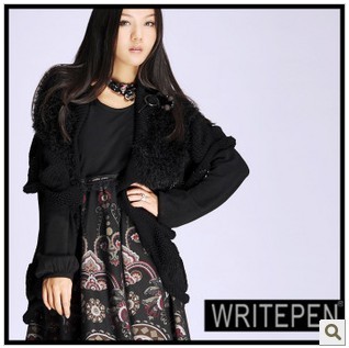 Q22 original design loose women's vintage cardigan outerwear short design akkadian