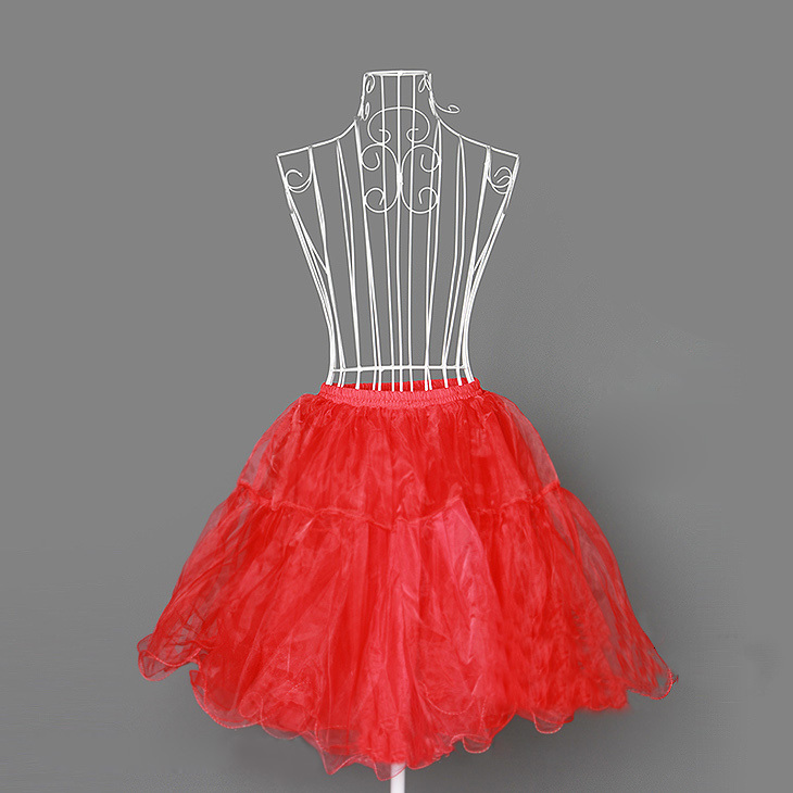 Qc9603 ballet skirt red border bubble skirt dress stage dress built-in