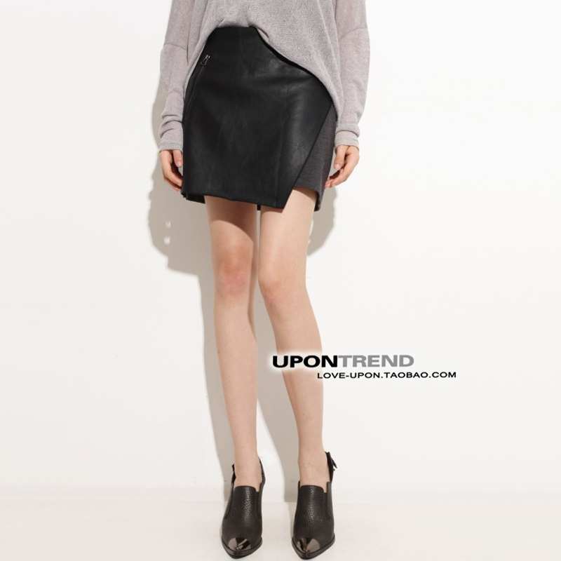 Qd0172 2013 zipper leather patchwork small short skirt , #6970 SERIES