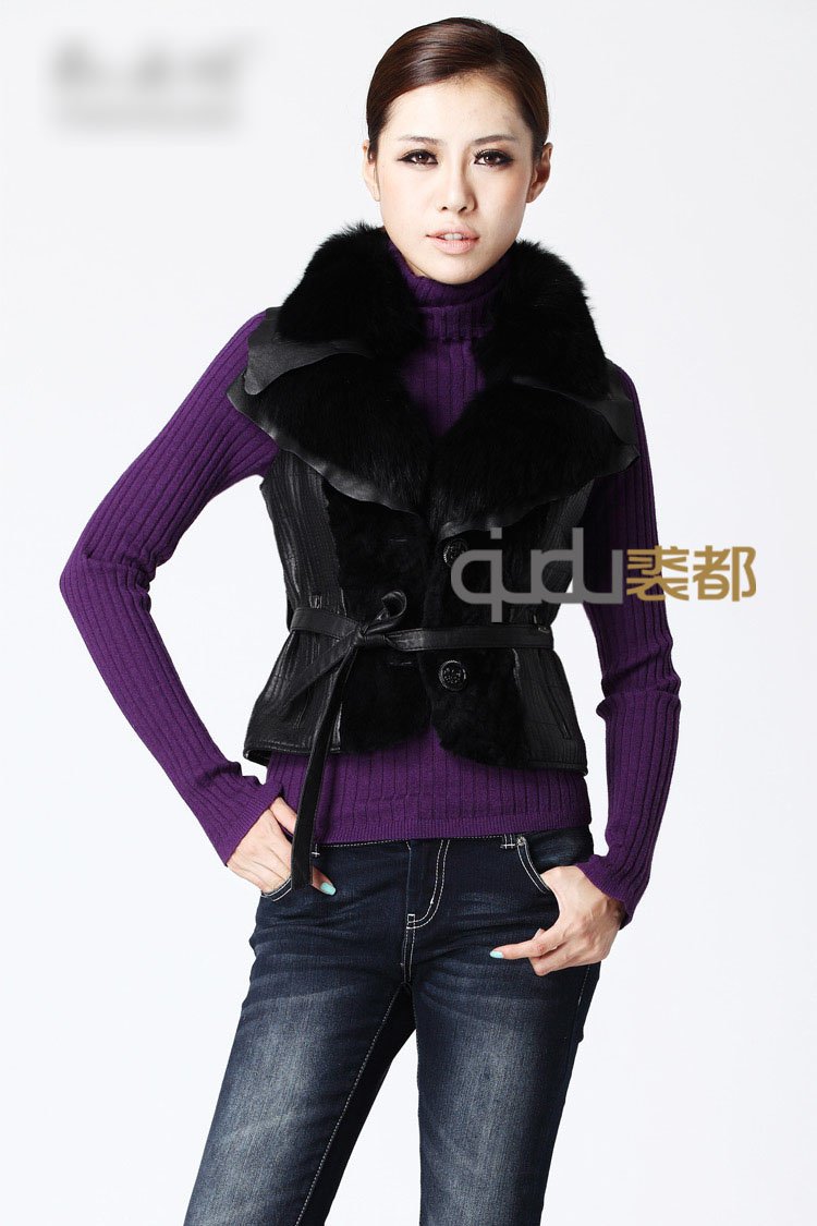 QD20083 Genuine Rex Rabbit Fur Waistcoat charm sweater vest/OEM/free shipping/retail/wholesale/female free shipping    A R