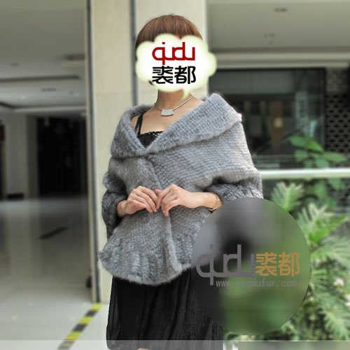QD6452 Fashion Lady Fashion Genuine Mink Fur Shawl/Poncho/Wraps with tassels In stock free shipping     A R