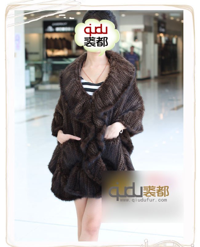 QD6453 Lady Fashion Genuine Mink Fur Shawl/Poncho/Wraps In stock free shipping     A R