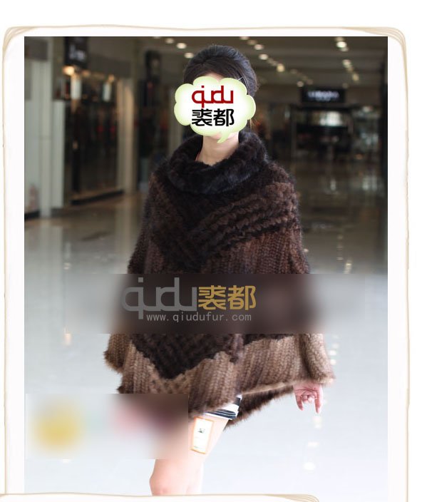 QD6475 Lady Fashion Genuine Knitted Mink Fur Shawl/Poncho/Wraps Style Newest In stock free shipping     A R