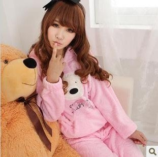 Qiu dong high quality coral fleece pajamas upset female money bear hooded long-sleeve suit leisure wear