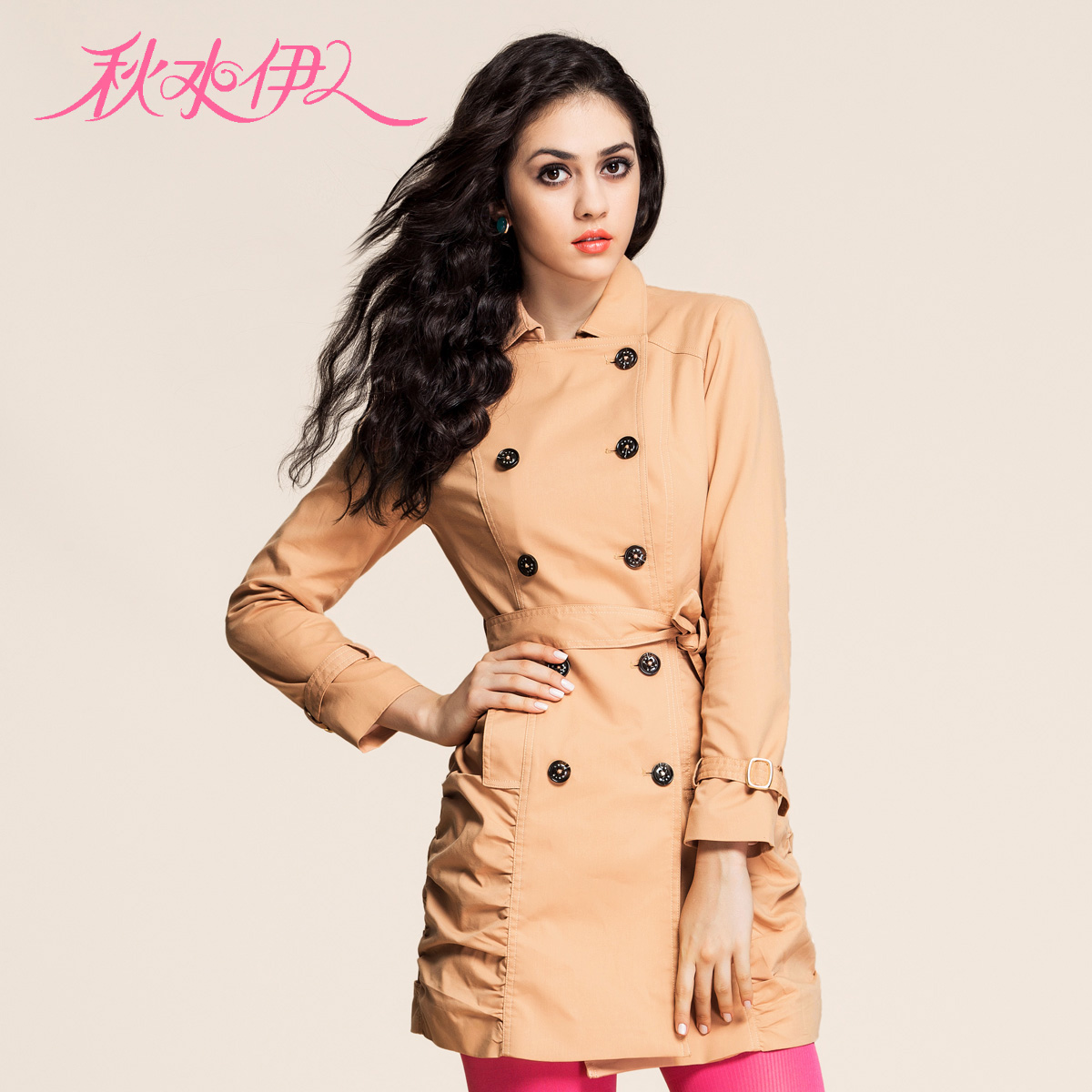 QIUSHUIYIREN 2012 autumn smoke double breasted fashion slim long design trench women's outerwear