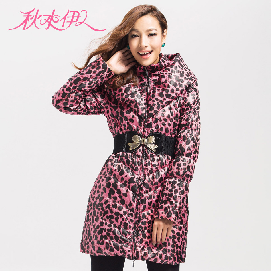 QIUSHUIYIREN 2012 winter leopard print white duck down slim down coat