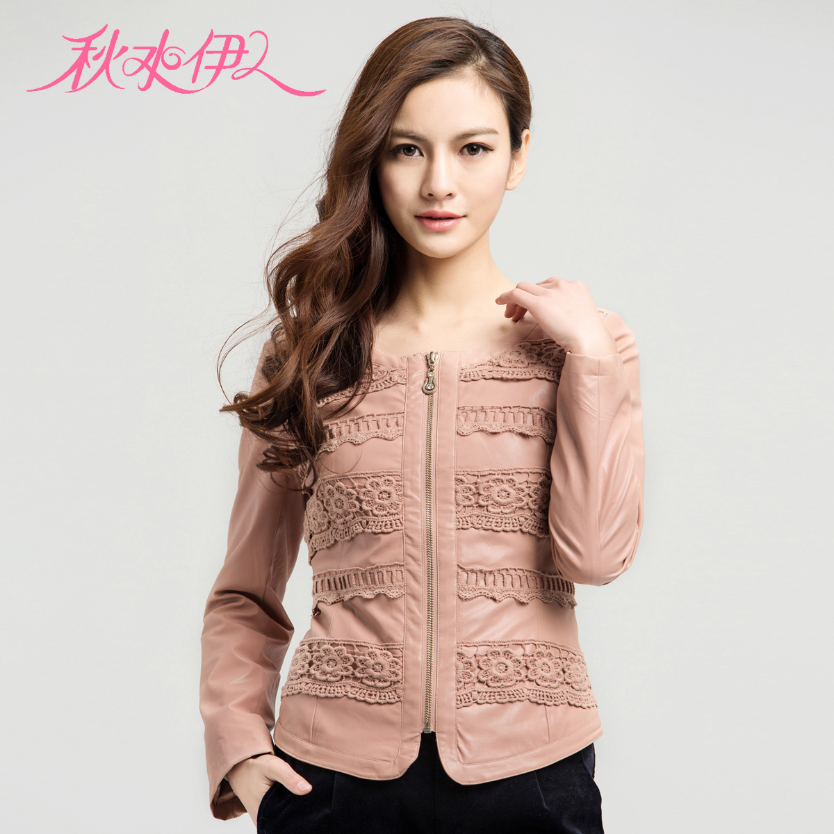 QIUSHUIYIREN 2013 spring aesthetic cutout crochet patchwork slim leather clothing outerwear