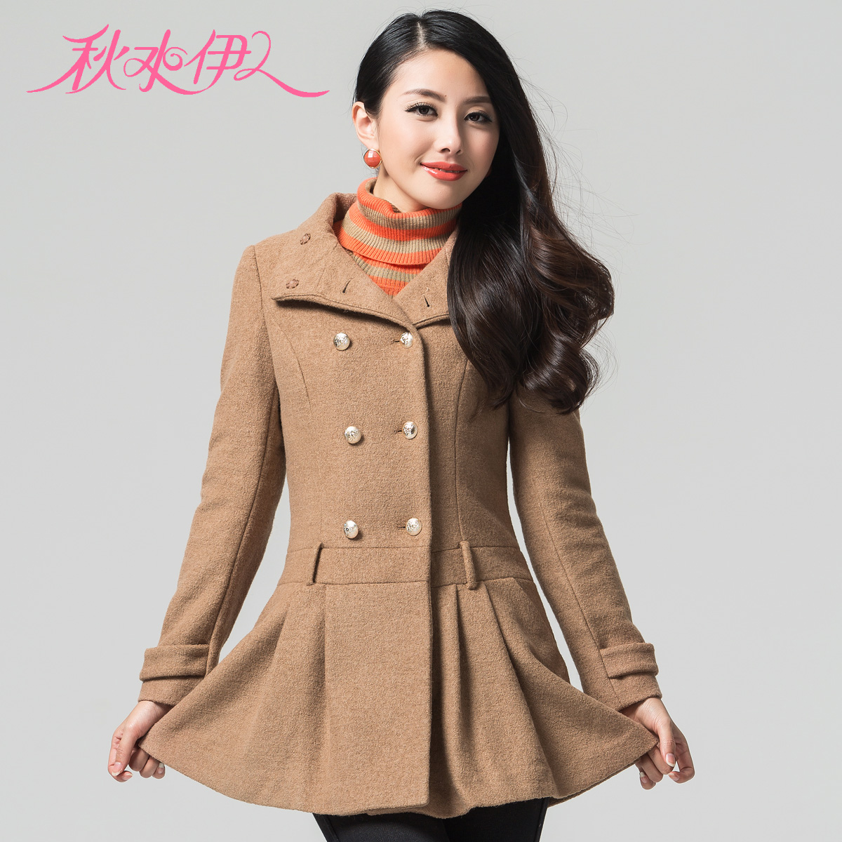 QIUSHUIYIREN women's elegant double breasted slim women's autumn trench outerwear