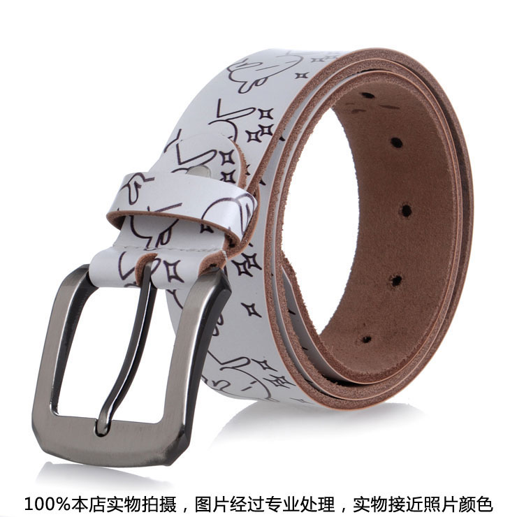 Qota TUZKI doodle male trend of the strap personalized women's belt genuine leather belt pn023