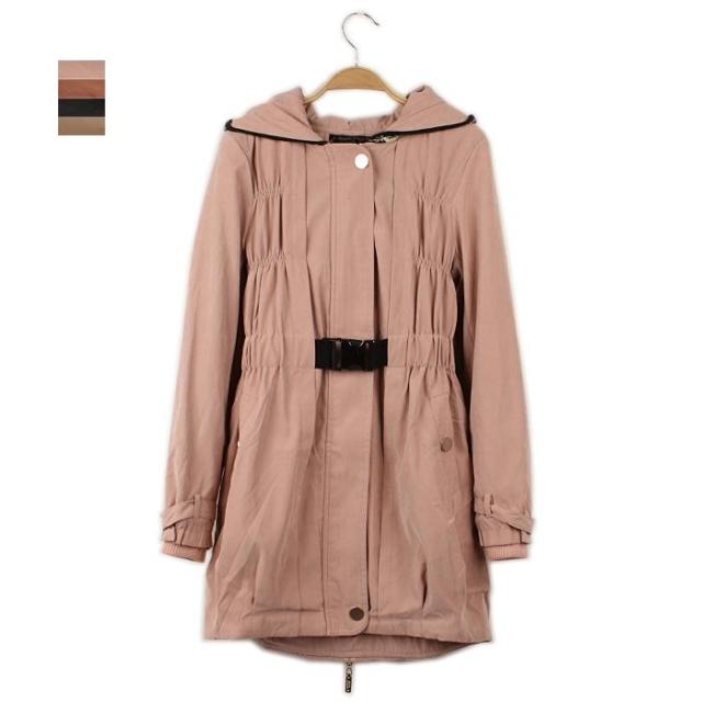 Qqc2012 women's autumn new arrival fashion with a hood medium-long women's spring and autumn cotton trench outerwear 830g