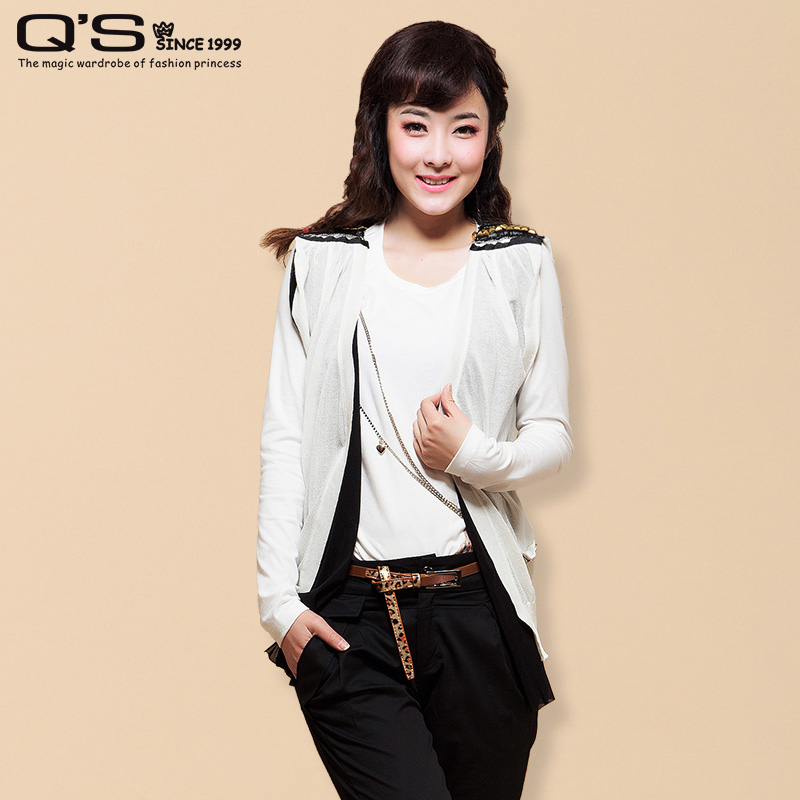 Qs women's 2013 spring fashion rivet epaulette perspectivity cardigan vest jxf902