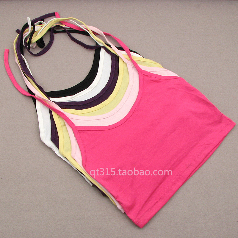 QT All-match lacing halter-neck 100% cotton spaghetti strap halter-neck tube top women's tube top sexy short vest female