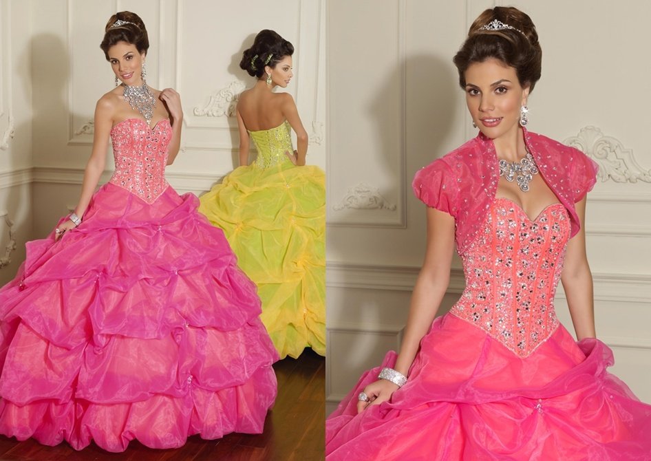 QU007 Sweetheart Organza Quinceanera Dresses With Jacket Rhinestone Ball Gown Ankle Length Custom Made