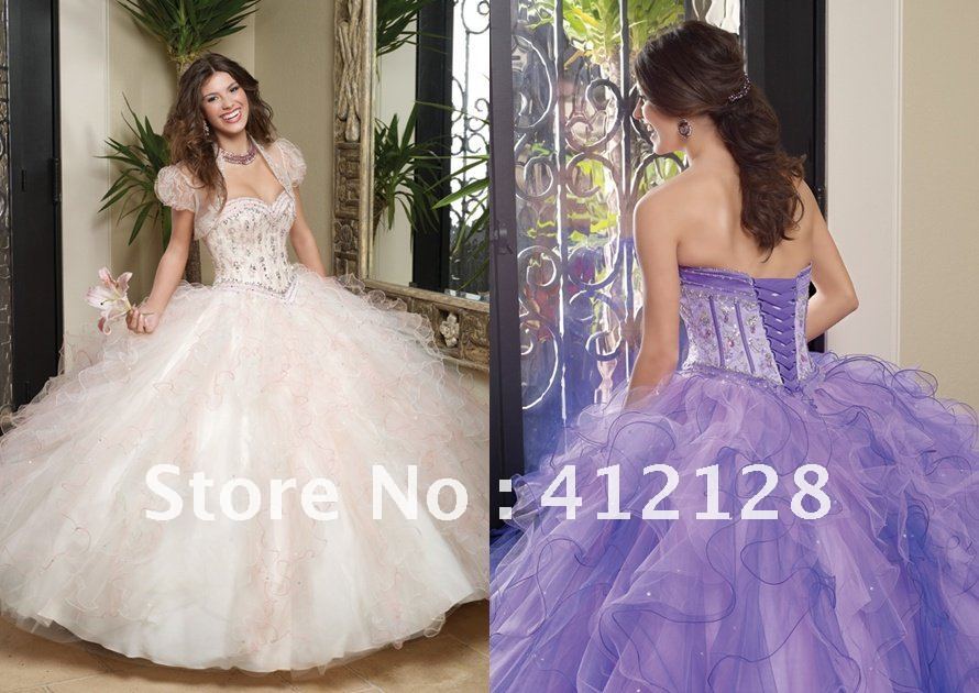 QU021 Sweetheart Organza Quinceanera Dresses With Jacket Rhinestone A-line Ankle Length Custom Made