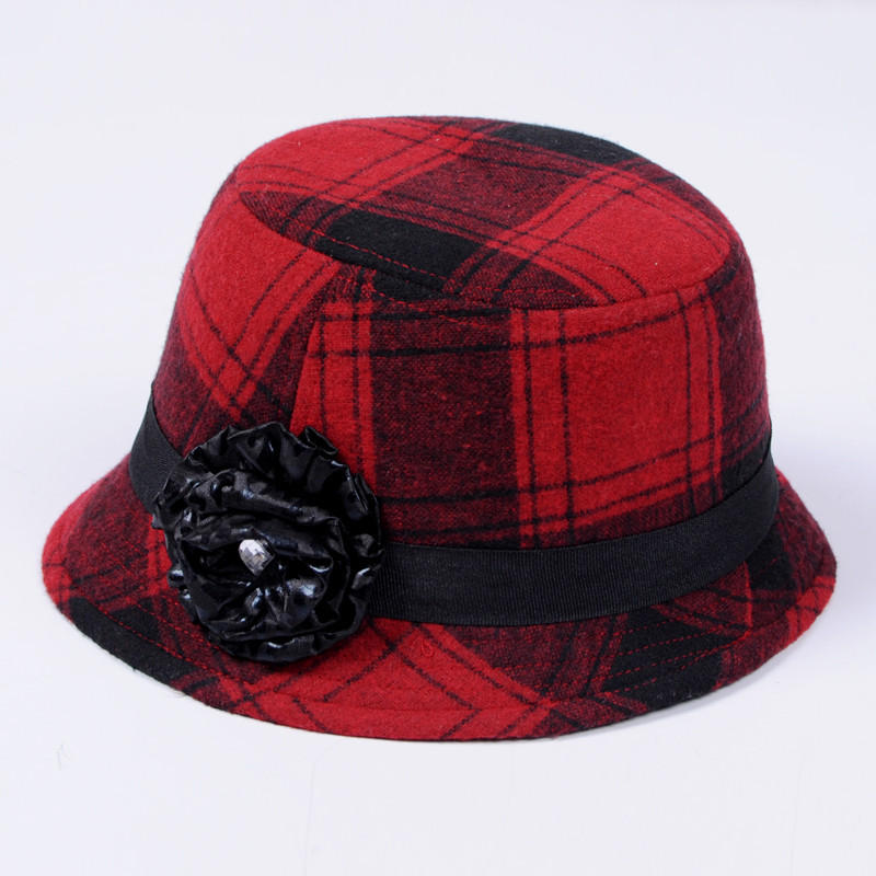 Quality 009 plaid woolen hat fedoras millinery