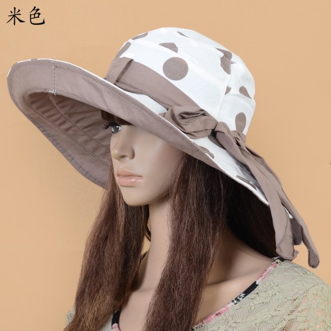Quality 2013 women's polka dot summer princess big hat along bow ribbon soft steel wire sunbonnet