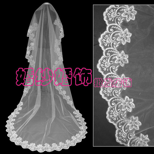 Quality 3 meters long veil train veil 3m lace decoration veil t24