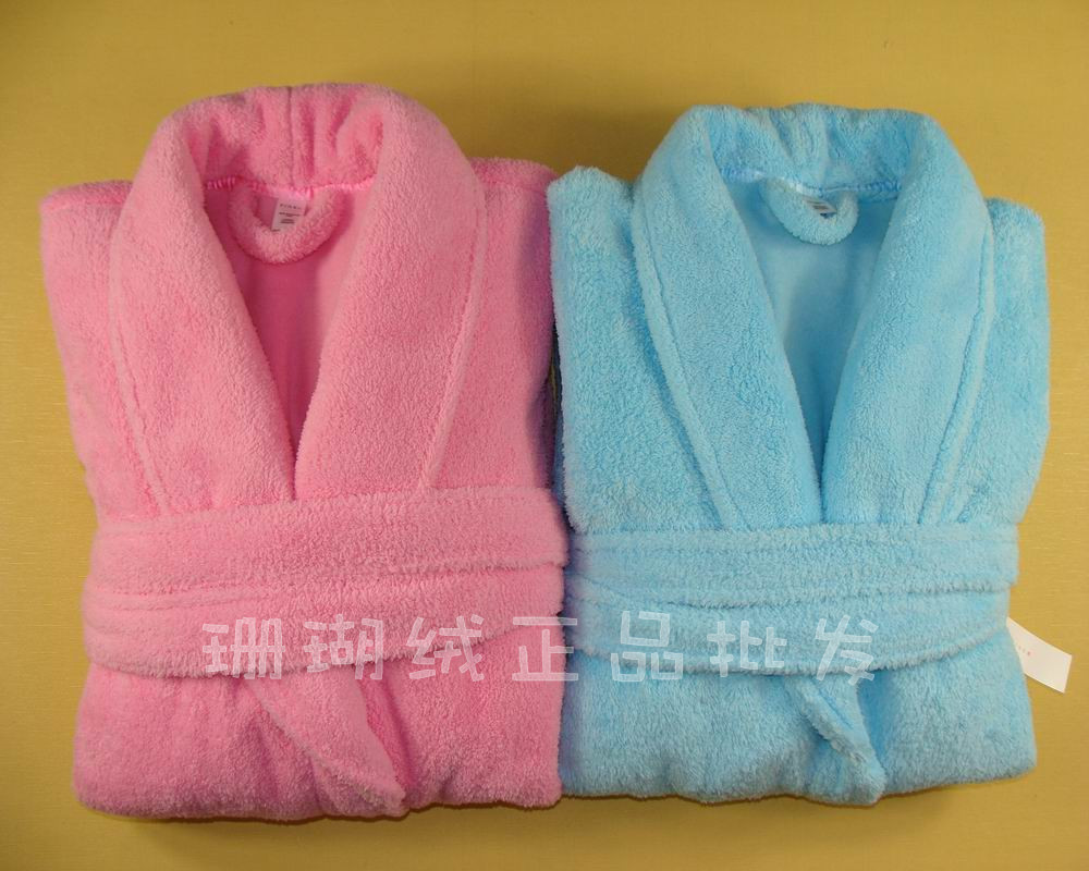 Quality adult thickening lovers long-sleeve robe bathrobes autumn and winter plus size sleepwear pink blue