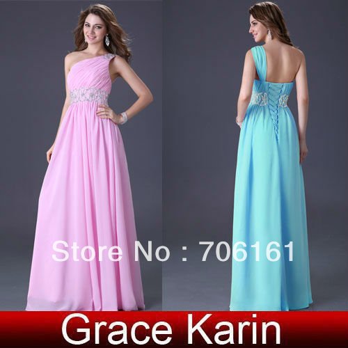 Quality Assurance!GK Stock One Shoulder Wedding Party Gown Prom Ball Evening Dress 8 SizeCL3410
