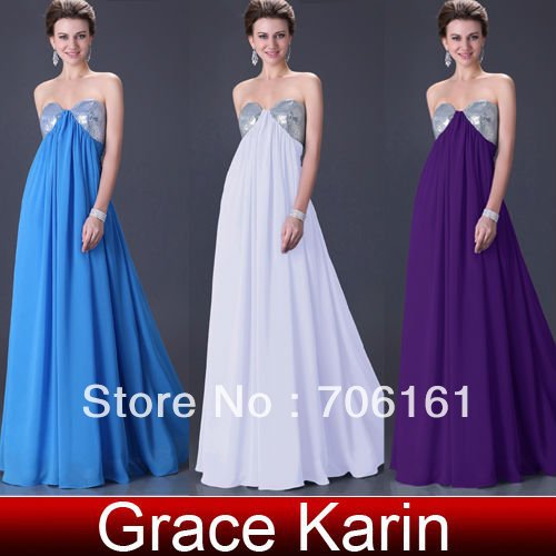 Quality Assurance!GK Stock Strapless Sequins Embellished Party Gown Prom Ball Evening Dress 8 SizeCL3444