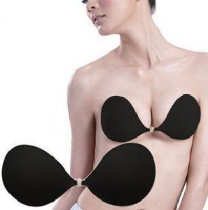 Quality breathable fabric invisible bra black