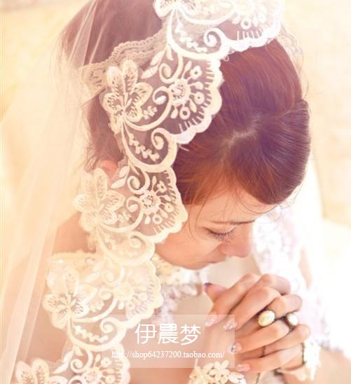 Quality bridal veil lace flower veil 3 meters ultra long veil