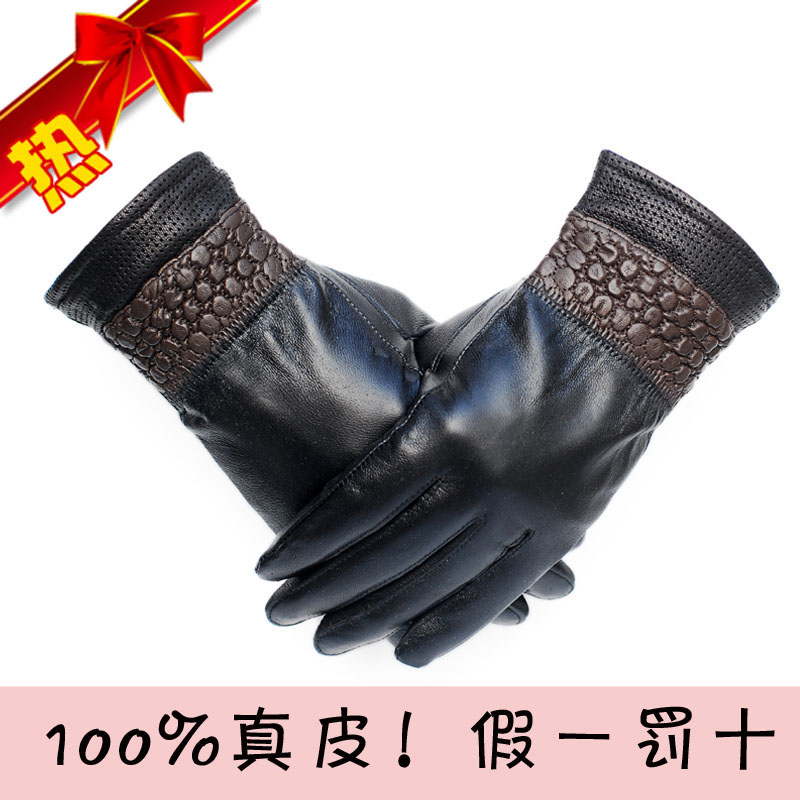 Quality cotton sheepskin thermal women's sheepskin genuine leather gloves 052 Free Shipping