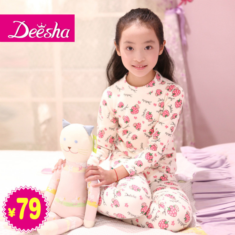 Quality! DEESHA 2012 winter new arrival girls clothing child long-sleeve underwear set thickening thermal underwear 1218808 wear