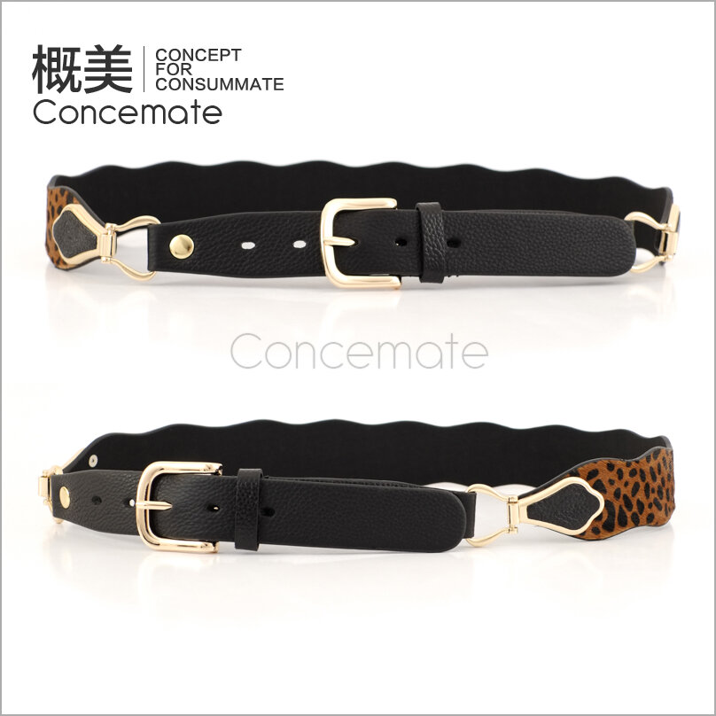 Quality elegant horsehair cowhide leopard print women's strap genuine leather belt fashion strap c765