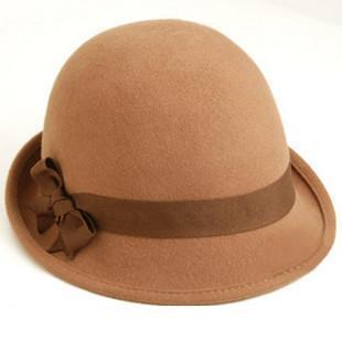 Quality fashion camel woolen fedoras fashion autumn and winter female hat bow