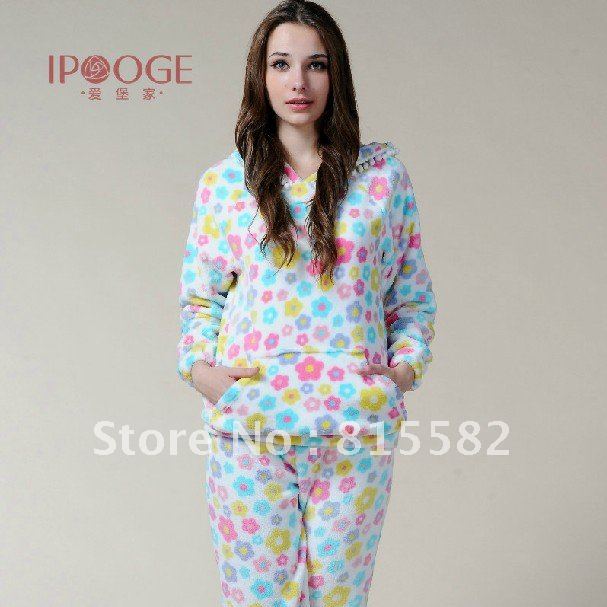 Quality flowers casual pajamas with hat FREE SHIPPING