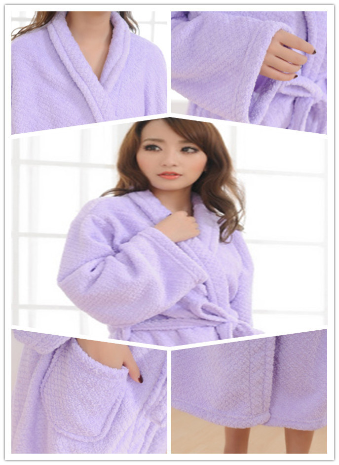 Quality gift women's robe coral fleece thick lovers sleepwear long-sleeve bathrobes female summer tube top robe female