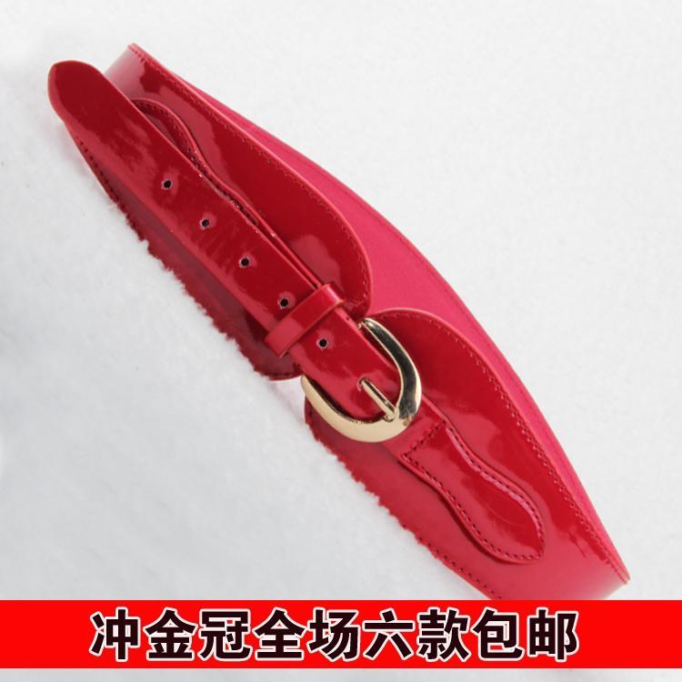 Quality japanned leather paintless glossy female wide belt cummerbund pin buckle vintage decoration belt accounting