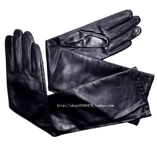Quality long design 45-50cm lengthen leather gloves leather star,CPAM Free Shipping