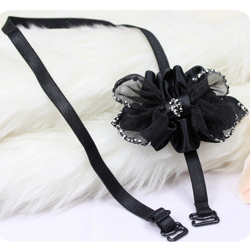 Quality luxury double layer net colored glaze bow halter-neck shoulder strap pectoral girdle