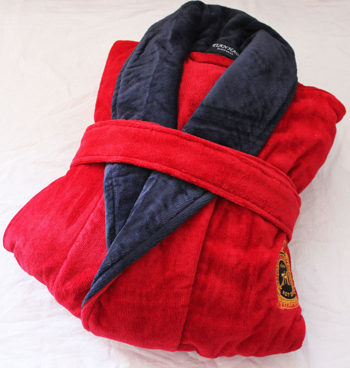 Quality male plus size plus size 100% cotton terry bathrobes thickening bathrobe household robe red